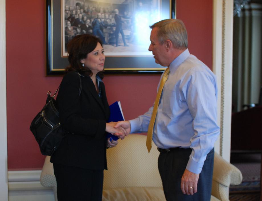 Durbin met with Hilda Solis, Secretary of Labor, to discuss Illinois mine safety and other labor issues.